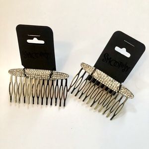 🆕 Smoothies Pave Silver Beaded Hair Comb-Set of 2